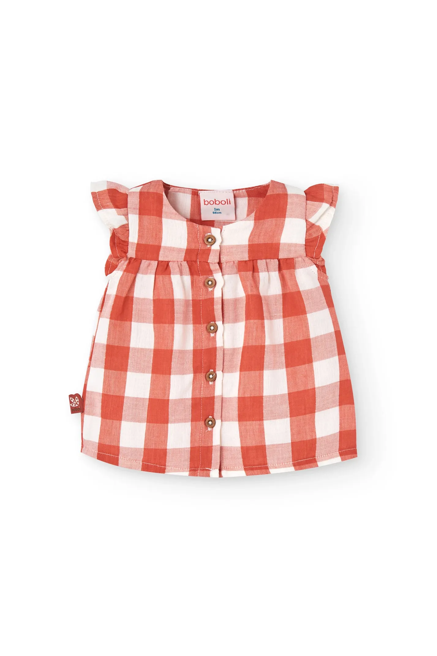 Abitino in maglia per bambina con motivo a quadri di colore rosso