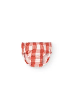 Abitino in maglia per bambina con motivo a quadri di colore rosso