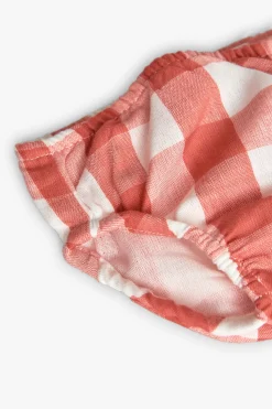 Abitino in maglia per bambina con motivo a quadri di colore rosso