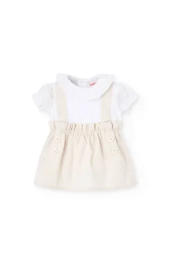 Abitino in popeline per bambina in colore beige