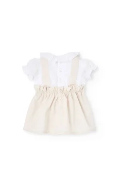 Abitino in popeline per bambina in colore beige