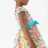 Abito in chiffon per bambina con stampa di fiori
