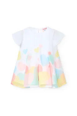 Abito in chiffon per bambina in colore bianco