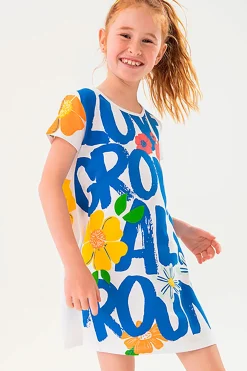 Abito in maglia elasticizzata per bambina di colore bianco