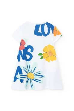 Abito in maglia elasticizzata per bambina di colore bianco