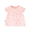 Abito in maglia per bambina in colore rosa con stampa floreale