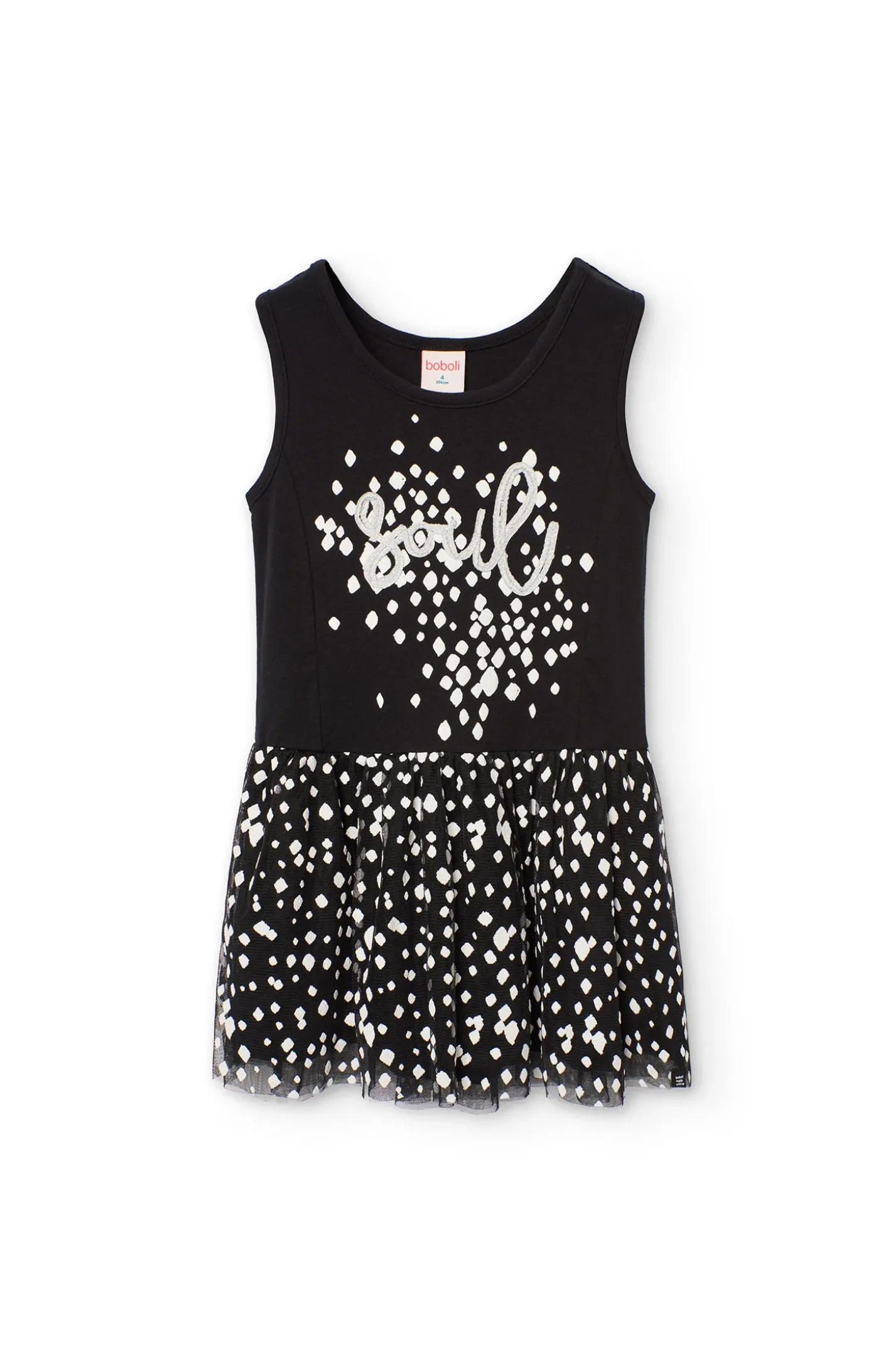 Abito in maglia per bambina con stampa in colore nero e bianco