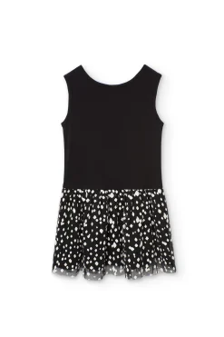 Abito in maglia per bambina con stampa in colore nero e bianco