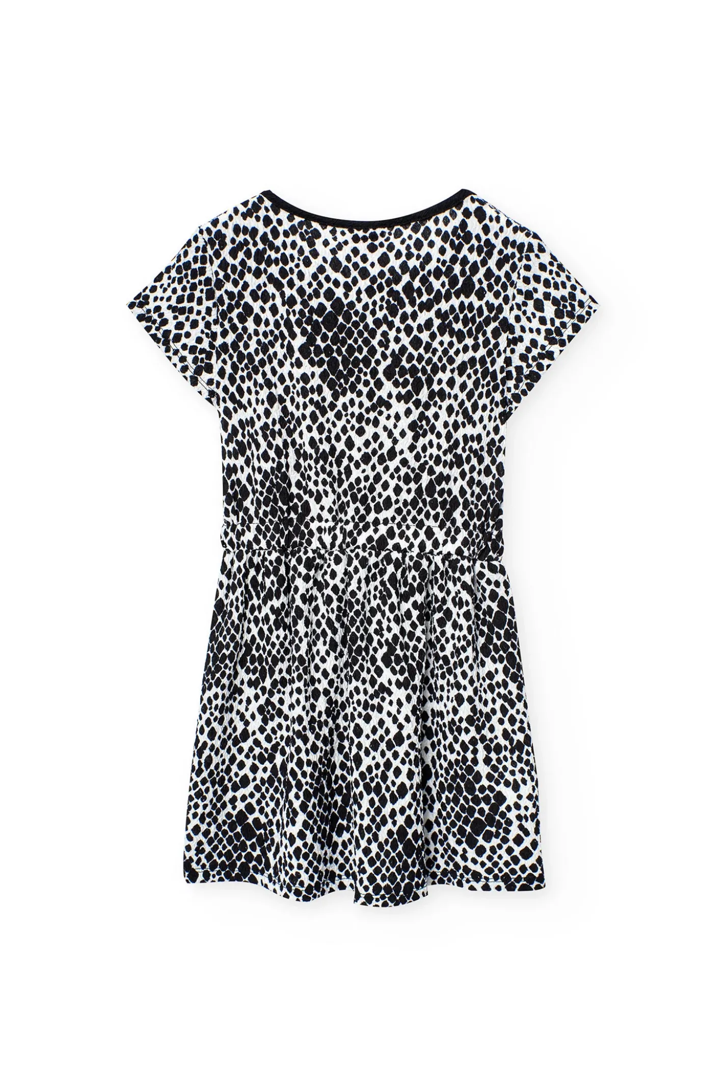 Abito in maglia per bambina con stampa in bianco e nero.
