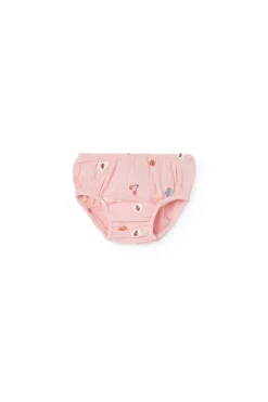 Abito in maglia per bambina in colore rosa con stampa floreale