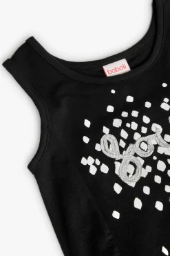 Abito in maglia per bambina con stampa in colore nero e bianco