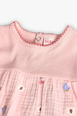 Abito in maglia per bambina in colore rosa con stampa floreale