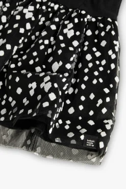 Abito in maglia per bambina con stampa in colore nero e bianco