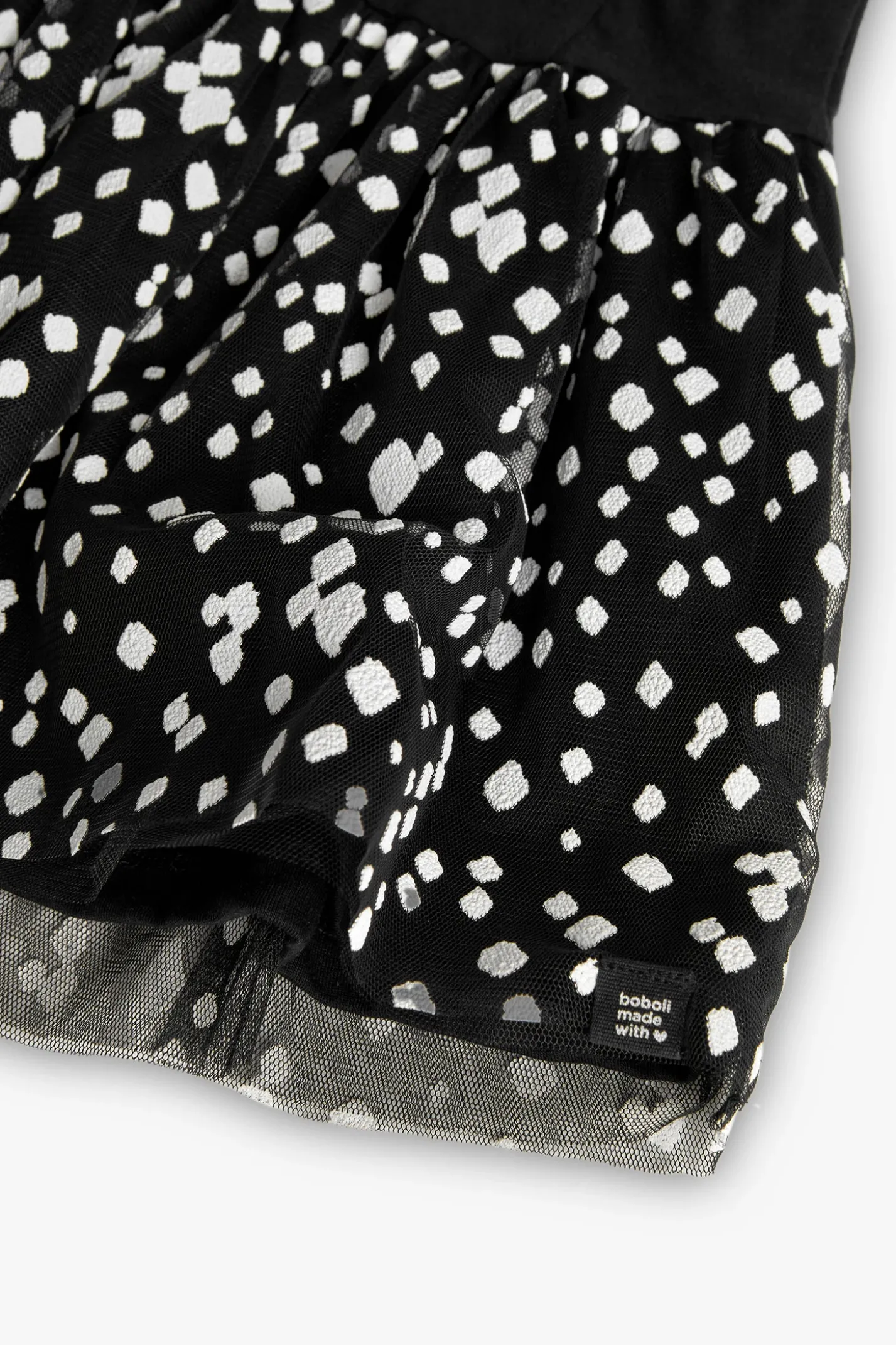 Abito in maglia per bambina con stampa in colore nero e bianco