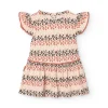 Abito in maglia per bebè bambina con stampa in color corallo e marrone