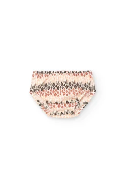 Abito in maglia per bebè bambina con stampa in color corallo e marrone
