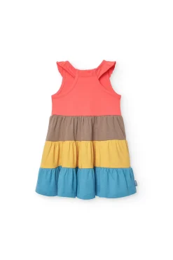 Abito in maglia per neonata in rosso con volant