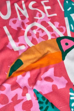 Asciugamano in maglia per bambina con stampa in colore rosa