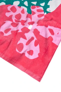Asciugamano in maglia per bambina con stampa in colore rosa