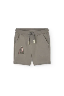 Bermuda basic in maglia per bambino in colore marrone.