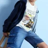 Bermuda cargo in denim per bambino di colore blu