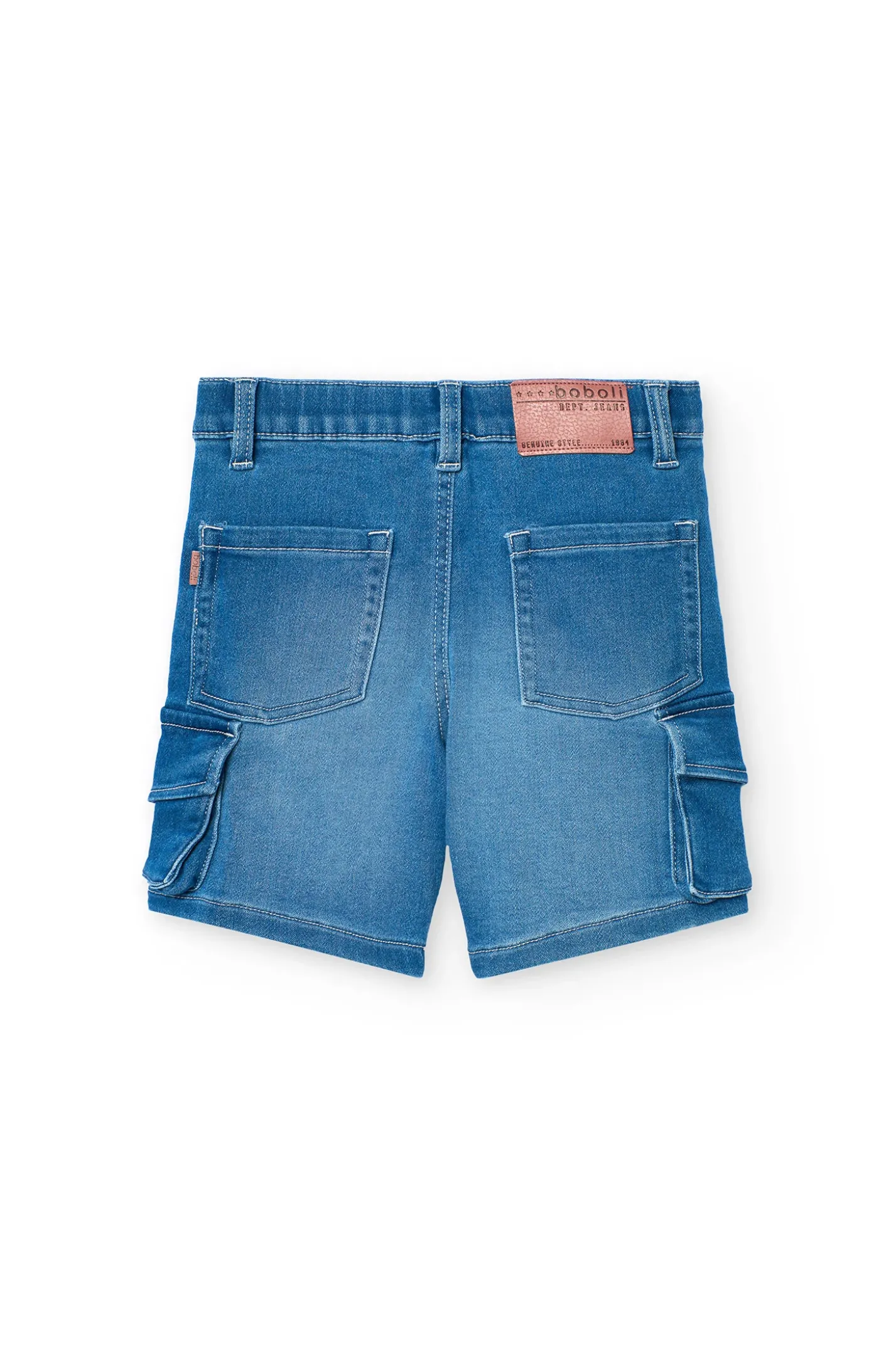 Bermuda cargo in denim per bambino di colore blu