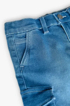 Bermuda cargo in denim per bambino di colore blu