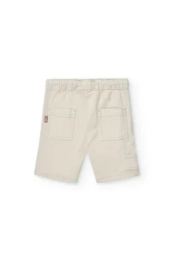 Bermuda di gabardina elasticizzata per bambino di colore beige