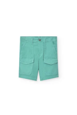 Bermuda di gabardina per bambino in colore verde