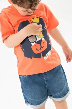Bermuda di jeans in maglia per bambino in colore blu
