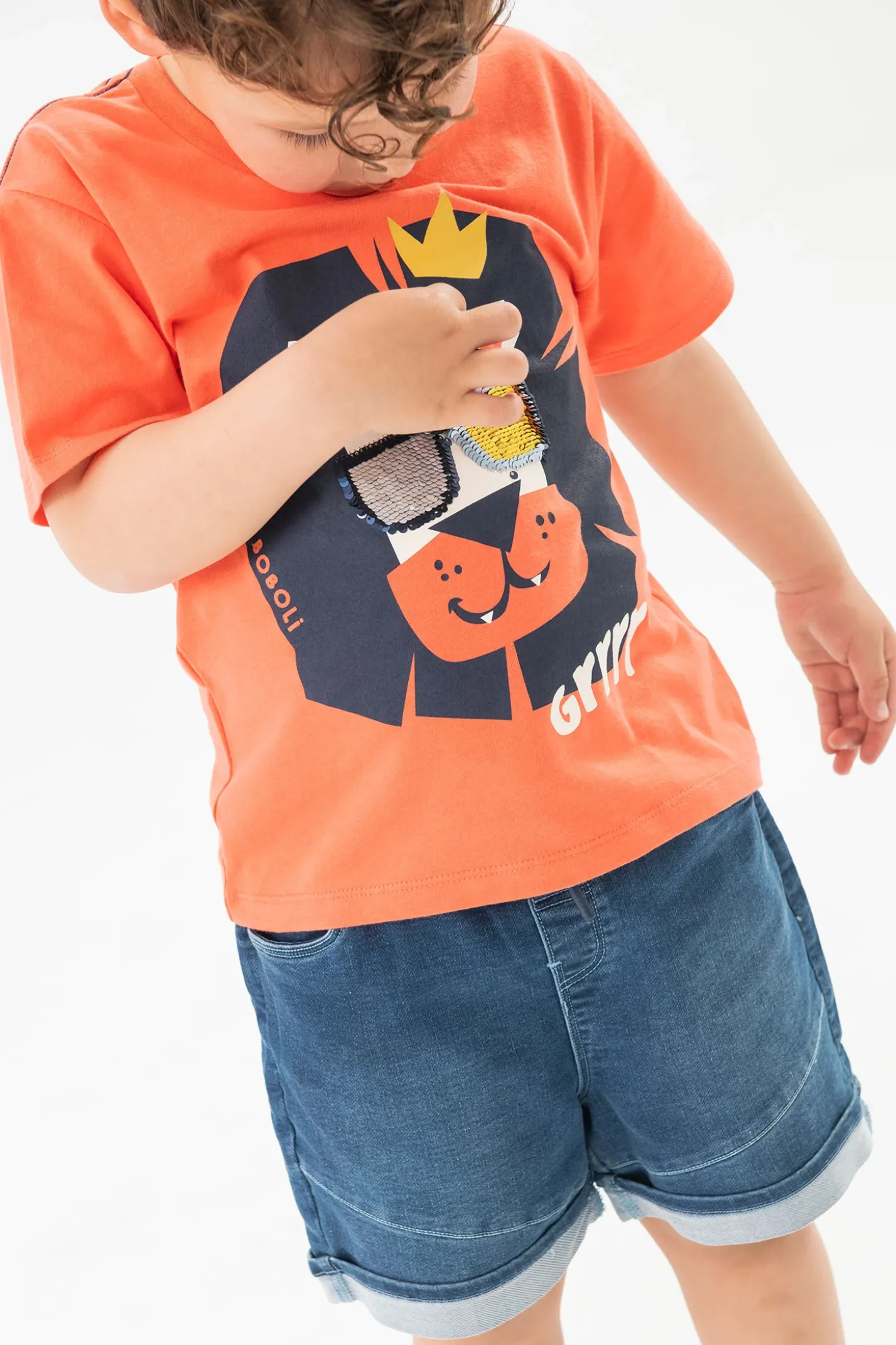 Bermuda di jeans in maglia per bambino in colore blu