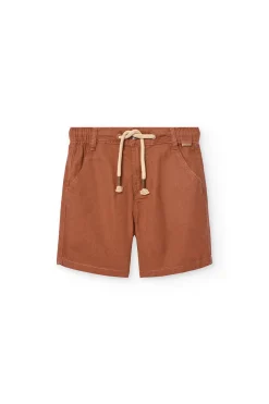 Bermuda di lino per bambino colore marrone