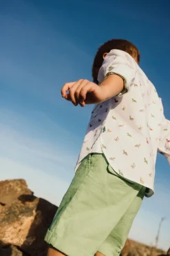 Bermuda di lino per bambino in colore verde