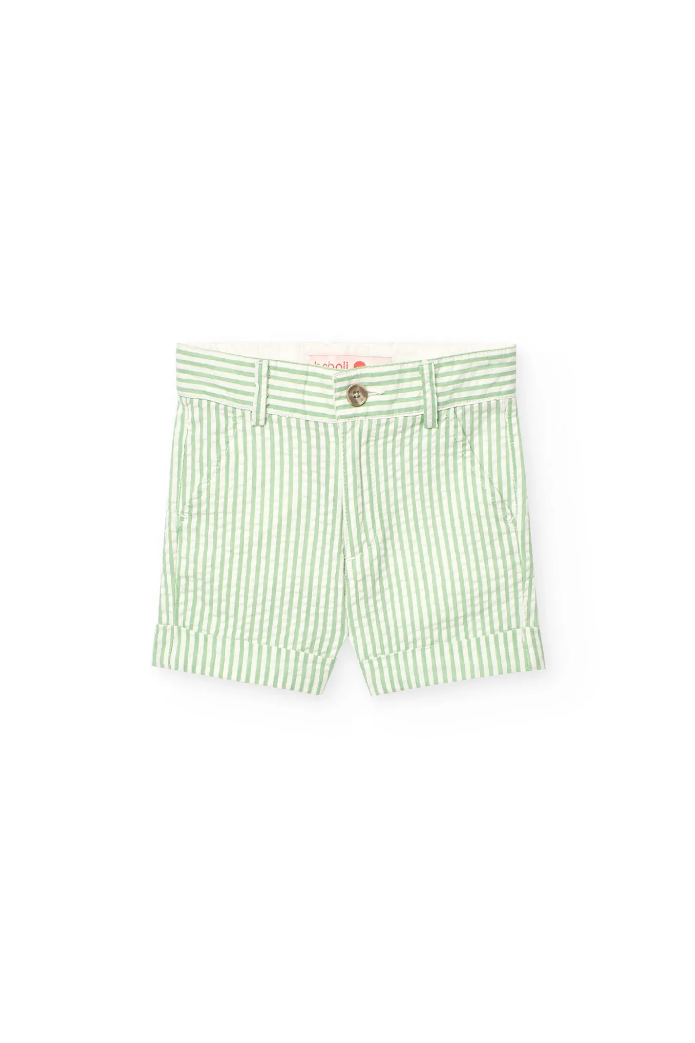 Bermuda di lino per bambino a righe verdi