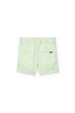 Bermuda di lino per bambino a righe verdi