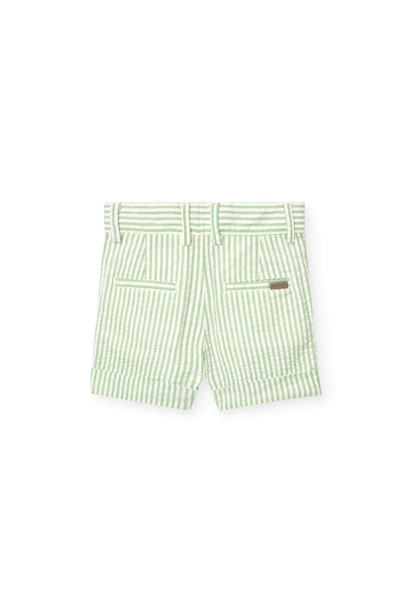Bermuda di lino per bambino a righe verdi