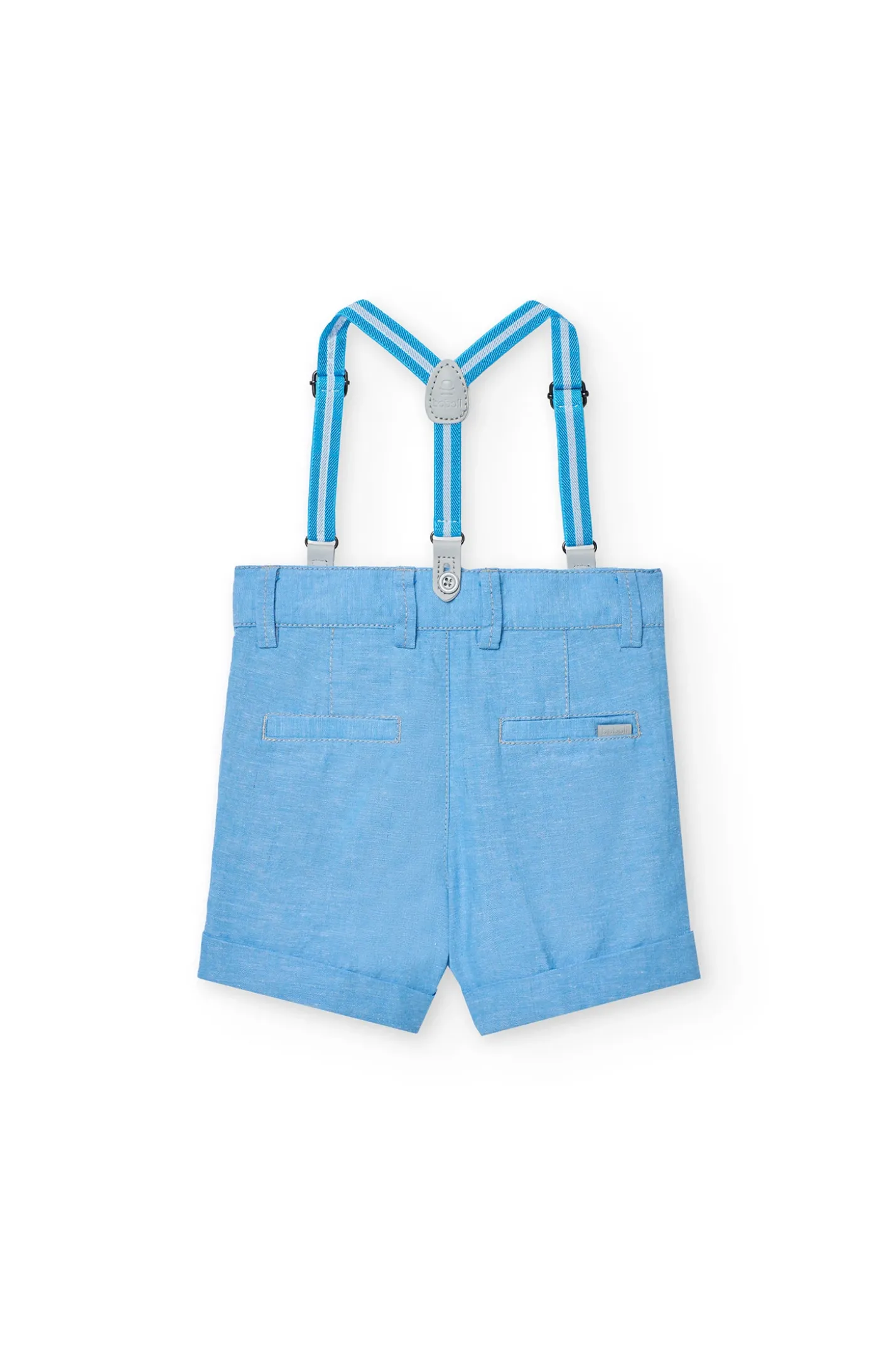 Bermuda di lino per neonato in colore azzurro cielo