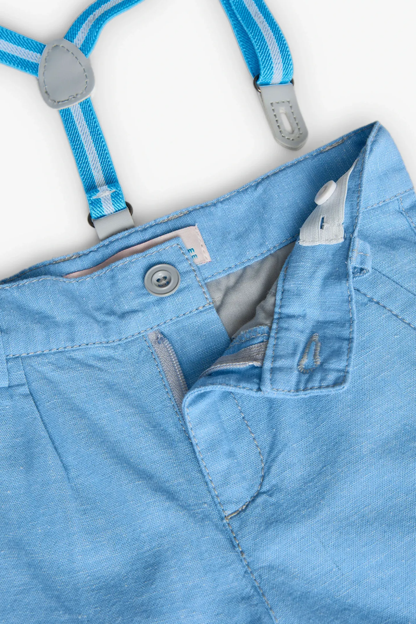 Bermuda di lino per neonato in colore azzurro cielo