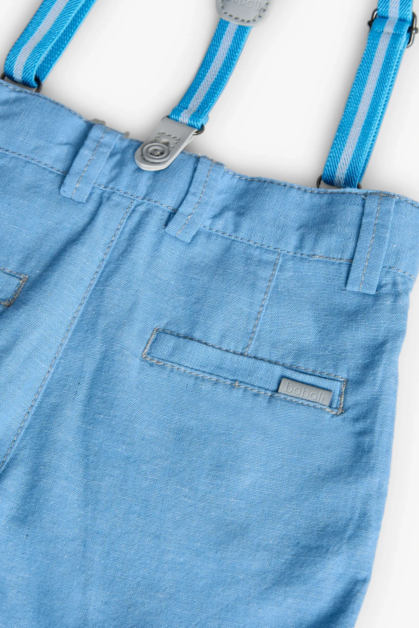 Bermuda di lino per neonato in colore azzurro cielo