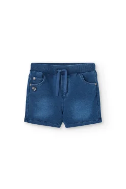 Bermuda felpa denim para bebé niño en azul
