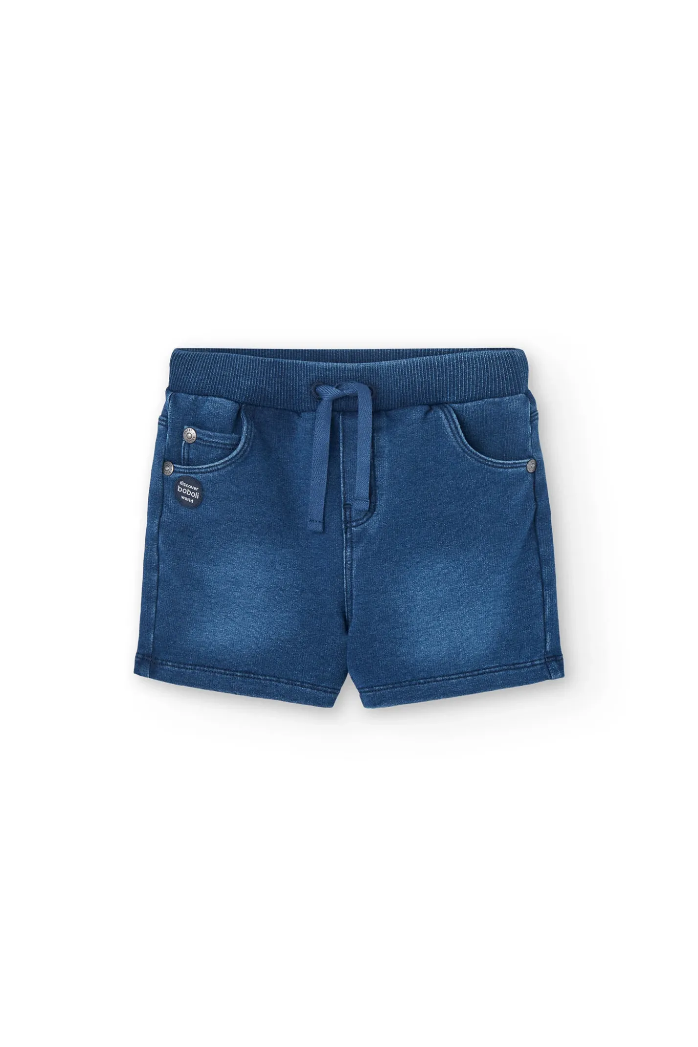 Bermuda felpa denim para bebé niño en azul