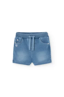 Bermuda felpa denim para bebé niño en bleach
