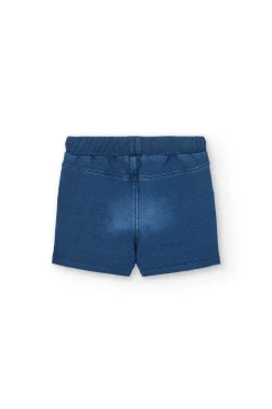 Bermuda felpa denim para bebé niño en azul