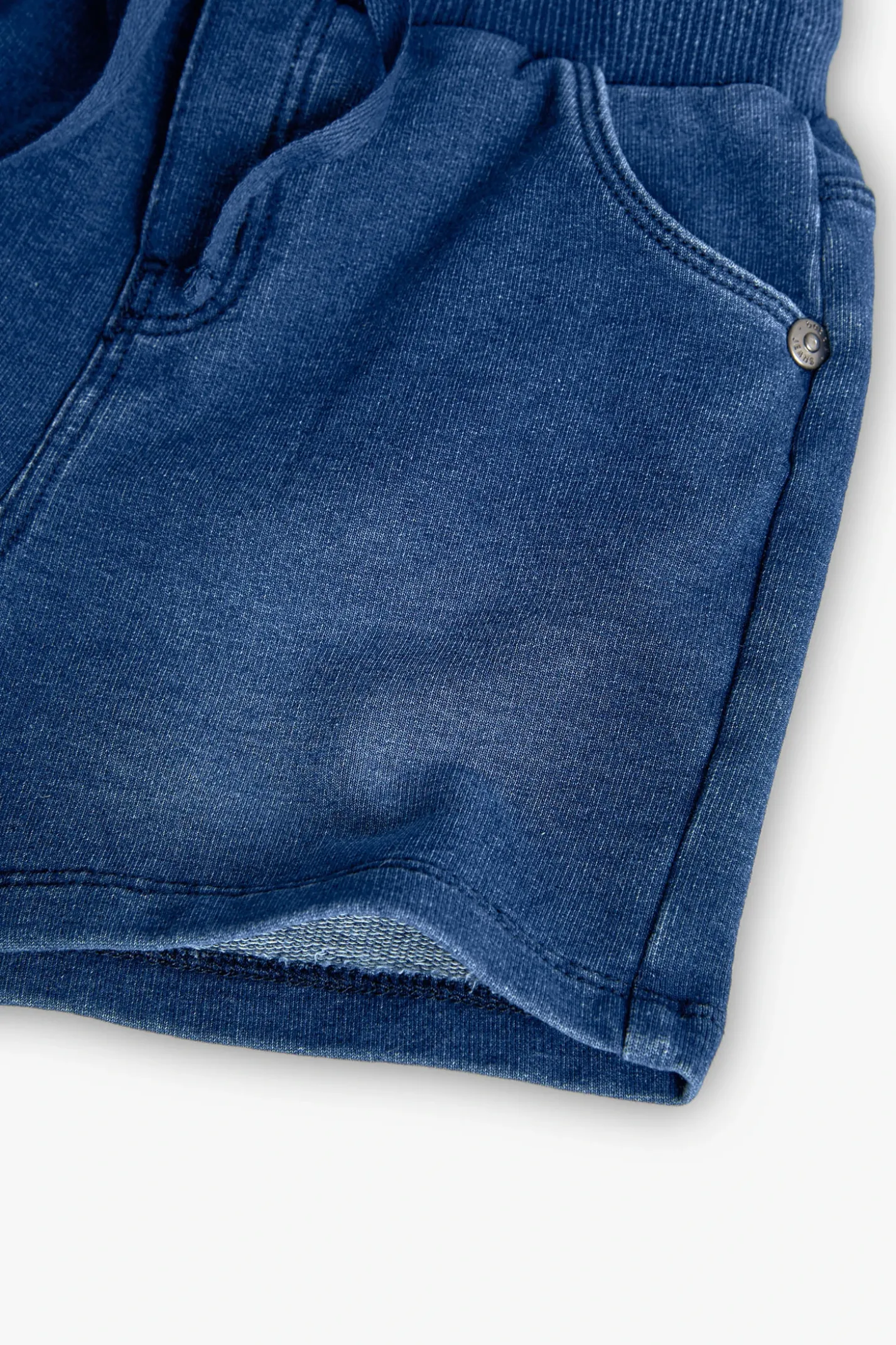 Bermuda felpa denim para bebé niño en azul