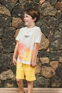 Bermuda in felpa per bambino di colore giallo