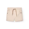 Bermuda in gabardina elasticizzata per neonato di colore beige