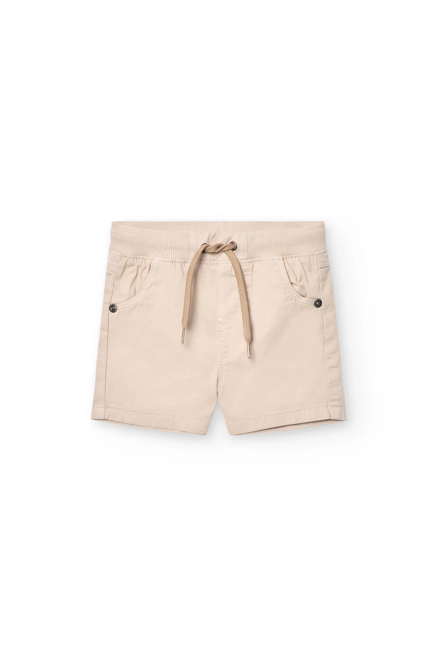 Bermuda in gabardina elasticizzata per neonato di colore beige