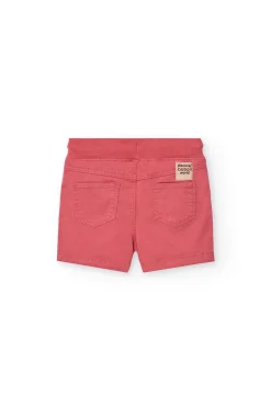 Bermuda in gabardina elasticizzata per neonato in colore granata