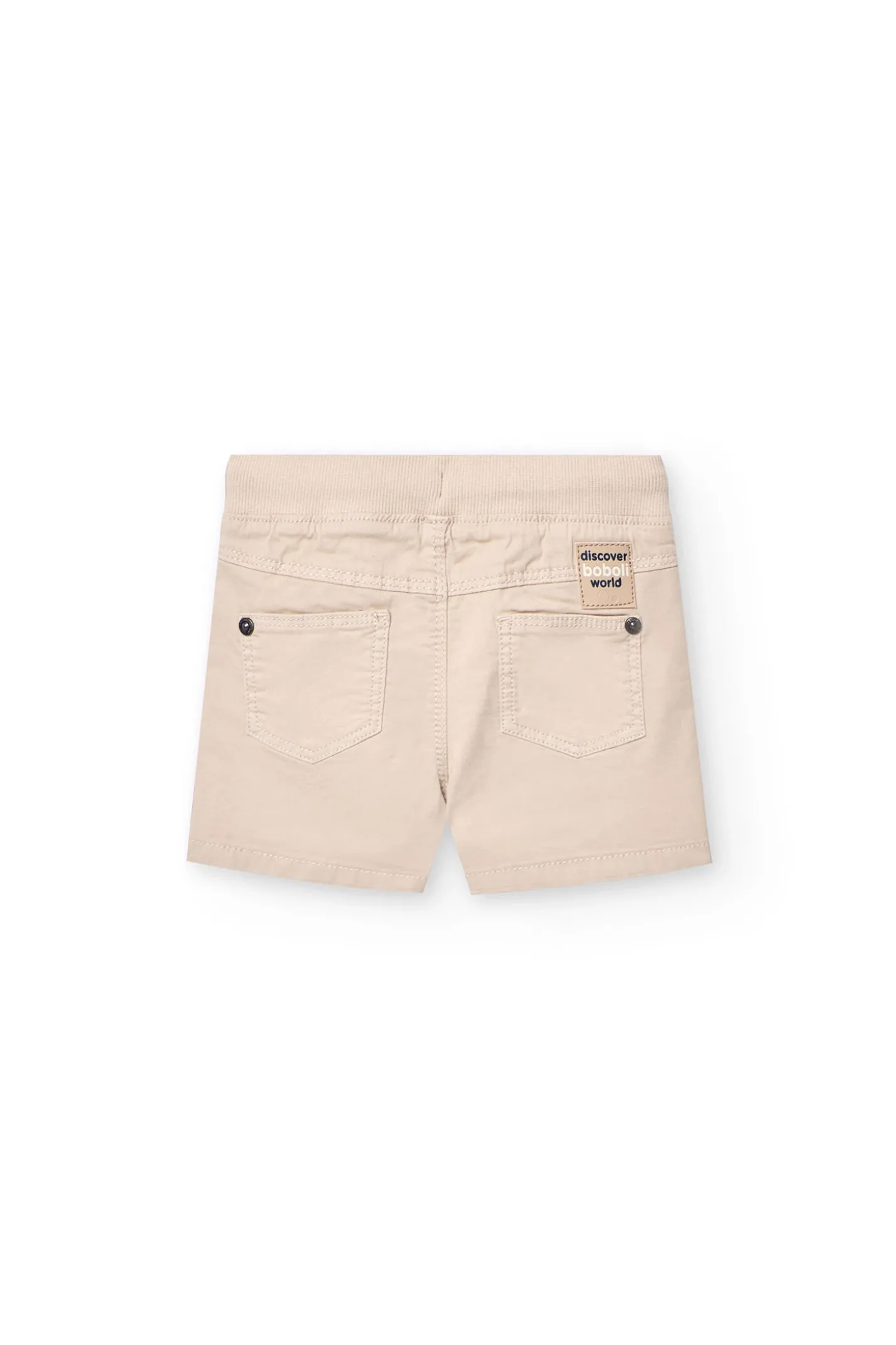 Bermuda in gabardina elasticizzata per neonato di colore beige