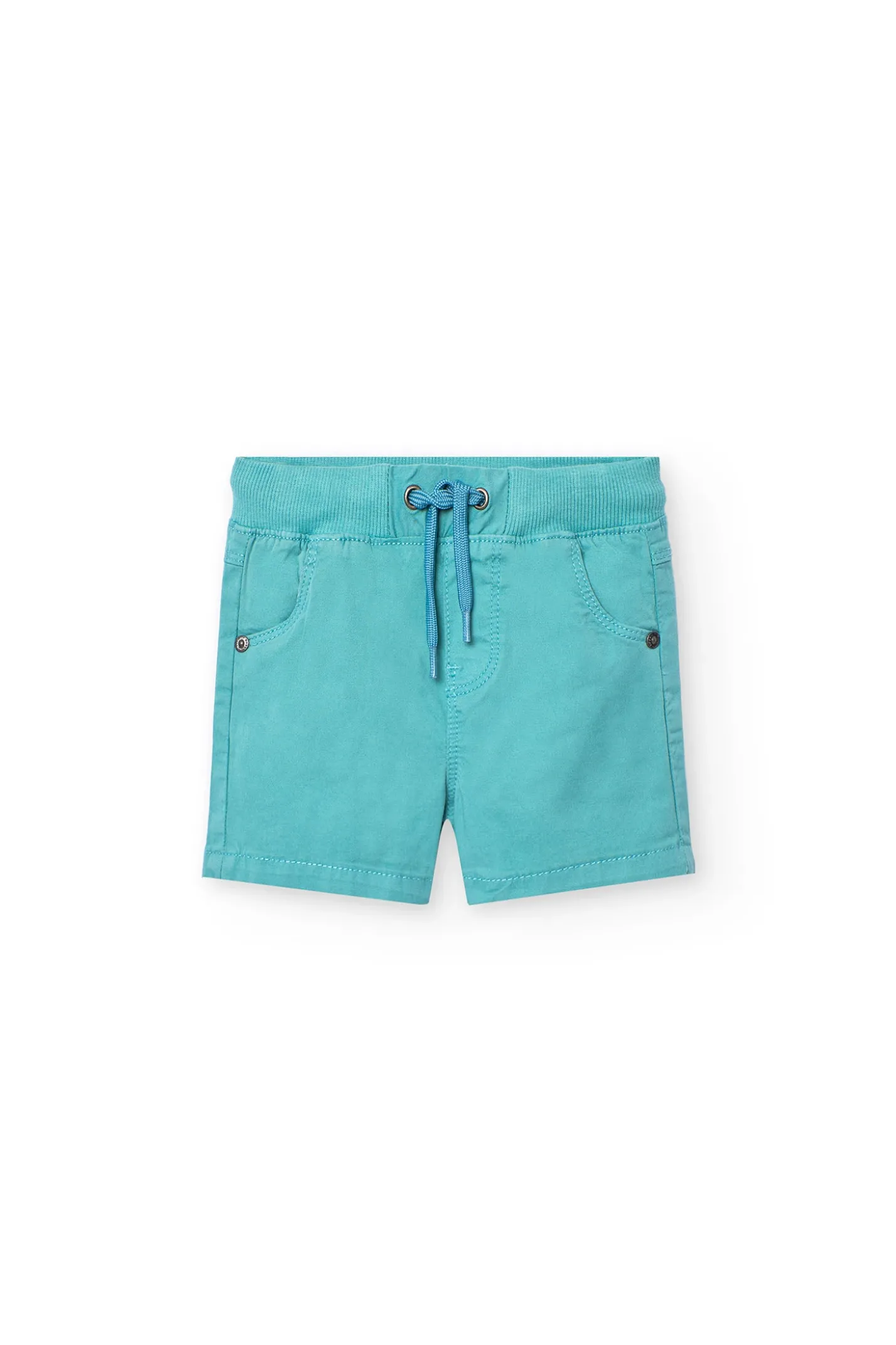 Bermuda in gabardina elasticizzata per bambino in colore verde.